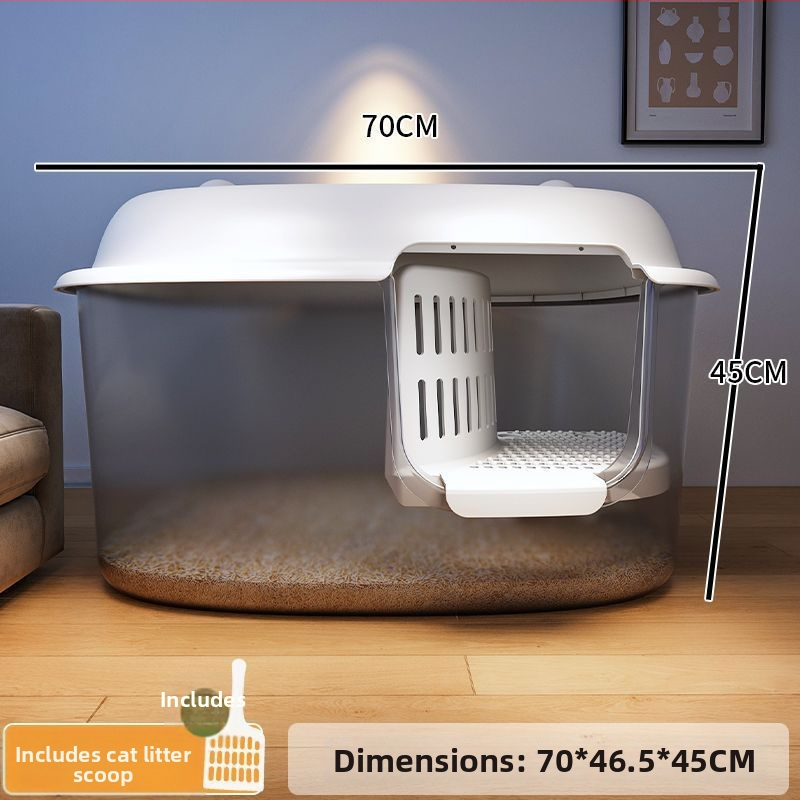 Κουτί άμμου γάτας, τύπος διαδρόμου, anti-splash, ημι-κλειστό, διαφανές, PVC κατασκευή