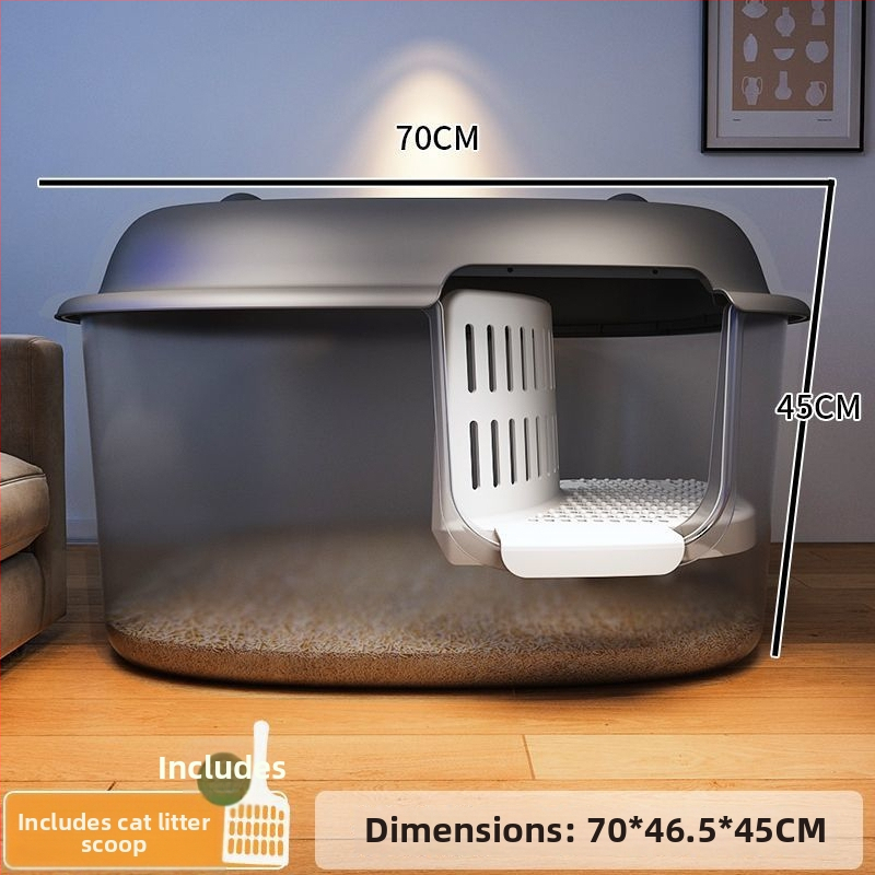 Κουτί άμμου γάτας, τύπος διαδρόμου, anti-splash, ημι-κλειστό, διαφανές, PVC κατασκευή