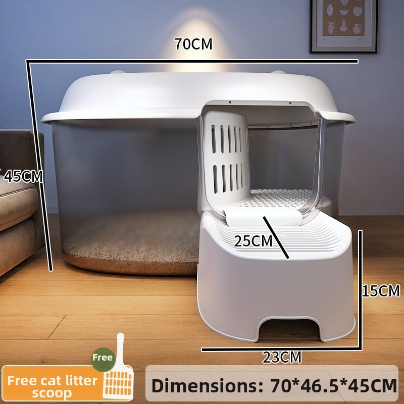 Κουτί άμμου γάτας, τύπος διαδρόμου, anti-splash, ημι-κλειστό, διαφανές, PVC κατασκευή