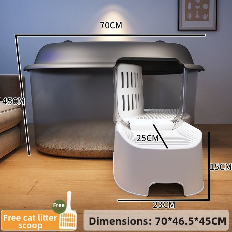 Κουτί άμμου γάτας, τύπος διαδρόμου, anti-splash, ημι-κλειστό, διαφανές, PVC κατασκευή