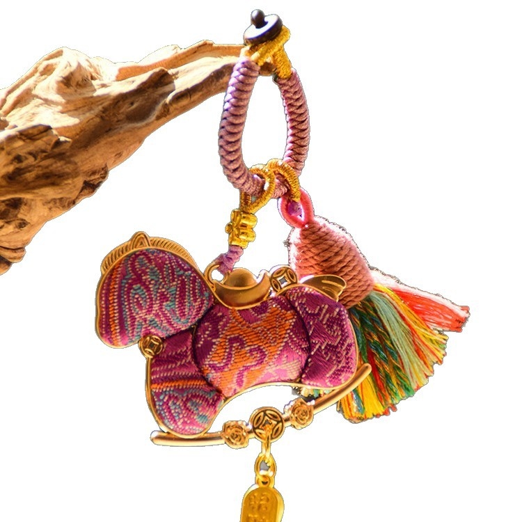 Autóba akasztós medál - kézzel készített réz, kínai stílus, irodalmi retro, motívum szerencsemacska, póni és pillangó