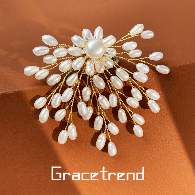 Réz broš virágcsokorral, koreai stílus, elektroplakálás, dekoratív kiegészítő, ajándék