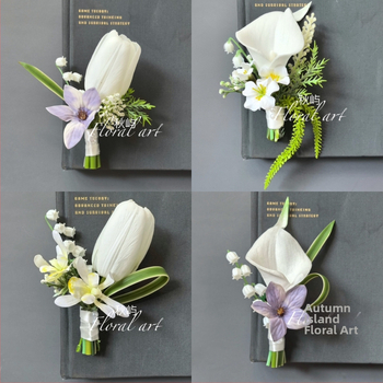 Vestuvių corsage rinkinys iš dirbtinių gėlių nuotakai, jaunikiui, liudininkams ir kitoms – vestuvinių nuotraukų rekvizitas (Prekės ženklas: Kitas; Medžiaga: Kitas; Nustatymas nėra; Logotipo spausdinimas neįmanomas)