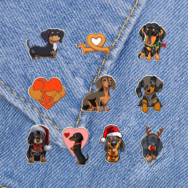 Karikatúra kutya gyanta kitűző – epoxidos bevonat, uniszex dekoratív kitűző