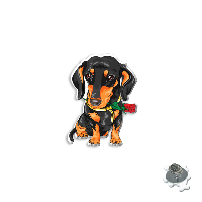 Karikatúra kutya gyanta kitűző – epoxidos bevonat, uniszex dekoratív kitűző