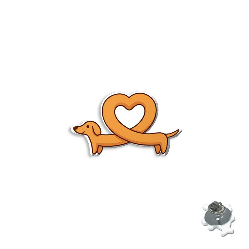 Karikatúra kutya gyanta kitűző – epoxidos bevonat, uniszex dekoratív kitűző