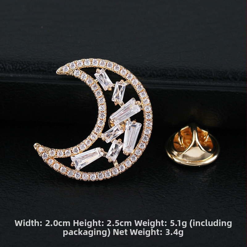 Rézből készült brooch cirkóniával, masni motívum, hópehely, mikroinlay