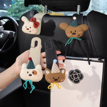 Закачалка за облегалка на автомобил, мултифункционална кожена закачалка, карикатурен стил, вътрешно обзавеждане и съхранение в колата