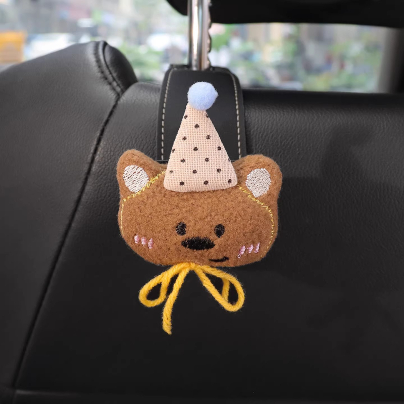 Закачалка за облегалка на автомобил, мултифункционална кожена закачалка, карикатурен стил, вътрешно обзавеждане и съхранение в колата