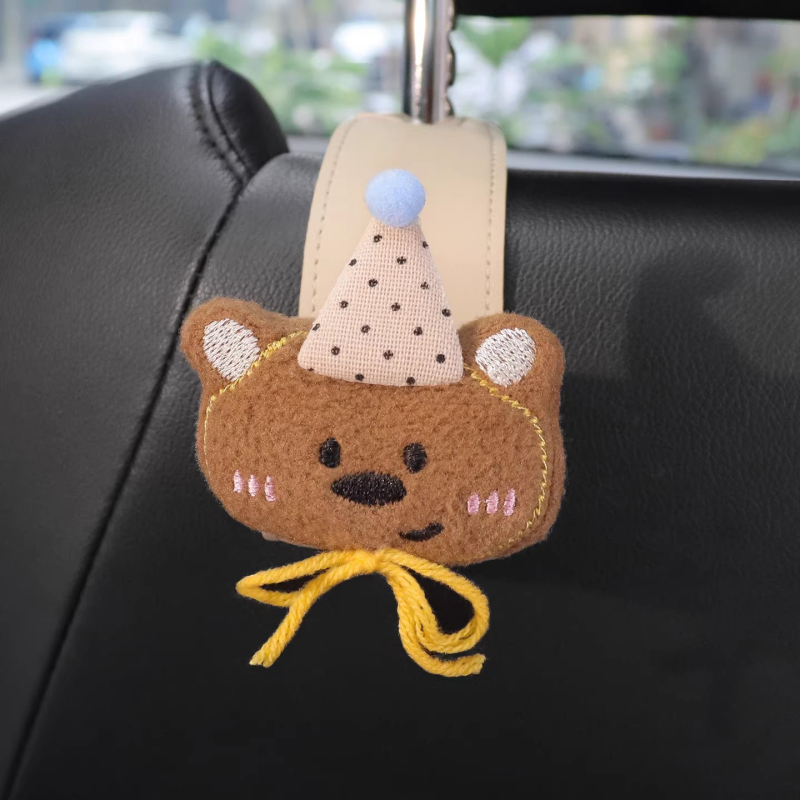 Закачалка за облегалка на автомобил, мултифункционална кожена закачалка, карикатурен стил, вътрешно обзавеждане и съхранение в колата