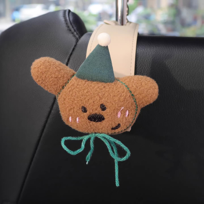 Закачалка за облегалка на автомобил, мултифункционална кожена закачалка, карикатурен стил, вътрешно обзавеждане и съхранение в колата