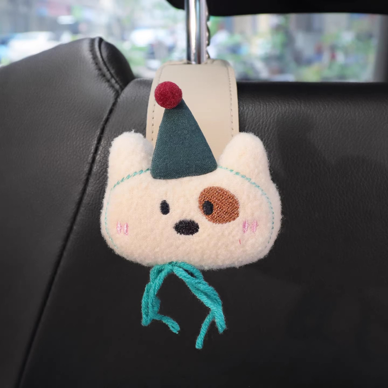 Закачалка за облегалка на автомобил, мултифункционална кожена закачалка, карикатурен стил, вътрешно обзавеждане и съхранение в колата