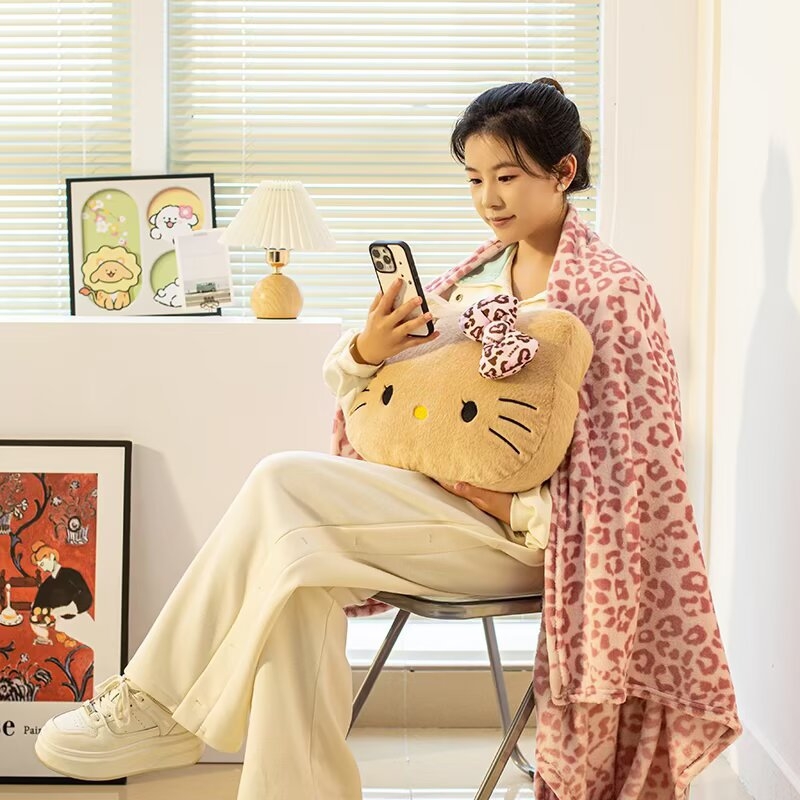 Κουβέρτα από φλίς κοραλλιού σε καρτούν στυλ, 260 g, σετ με μαξιλάρι αυχένα αυτοκινήτου και κάλυμμα ζώνης