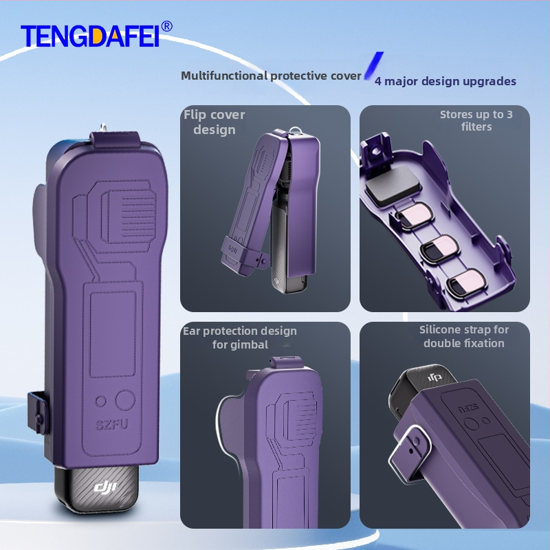 Pocket3 védőtok – Kompatibilis a DJI Pocket 3-mal; Anyag: műanyag; Tartalom: védőtok, nyakpánt, matrica