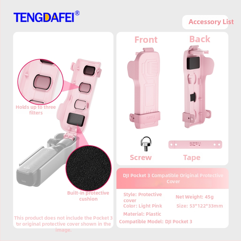 Pocket3 védőtok – Kompatibilis a DJI Pocket 3-mal; Anyag: műanyag; Tartalom: védőtok, nyakpánt, matrica