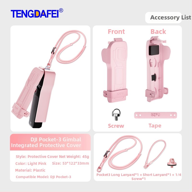 Pocket3 védőtok – Kompatibilis a DJI Pocket 3-mal; Anyag: műanyag; Tartalom: védőtok, nyakpánt, matrica