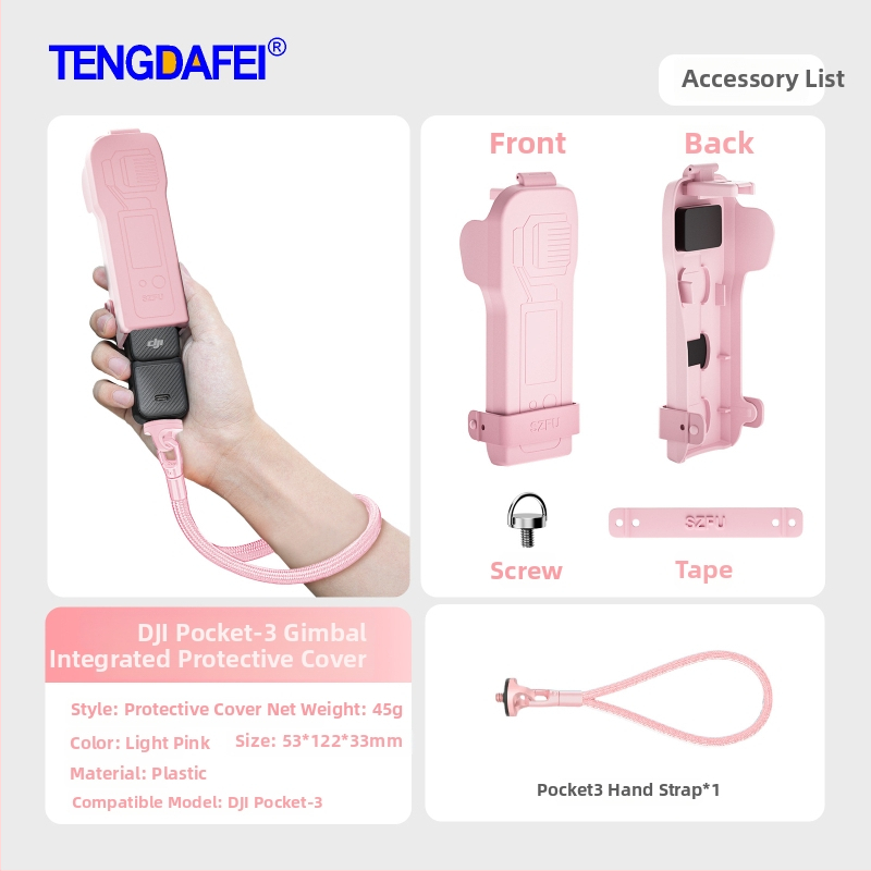 Pocket3 védőtok – Kompatibilis a DJI Pocket 3-mal; Anyag: műanyag; Tartalom: védőtok, nyakpánt, matrica