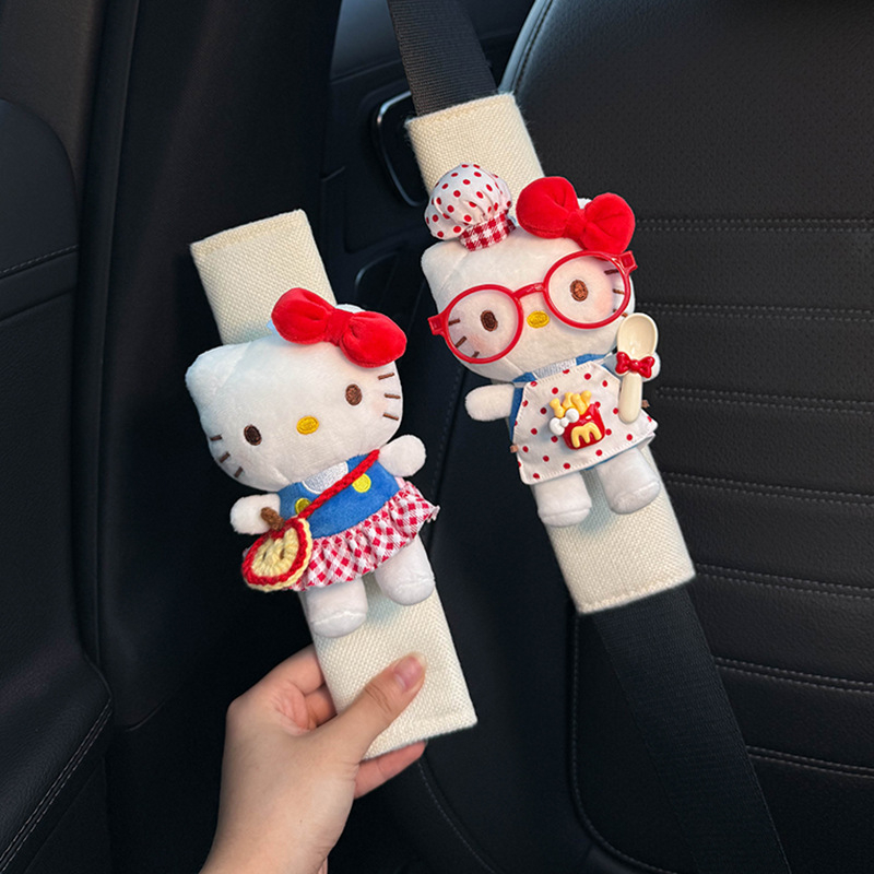 Подплата за презрамката на автомобилен колан — Hello Kitty декорация, устойчива на износване, вътрешен автомобилен аксесоар, марка Shuai Hao, модел Ktbhj1