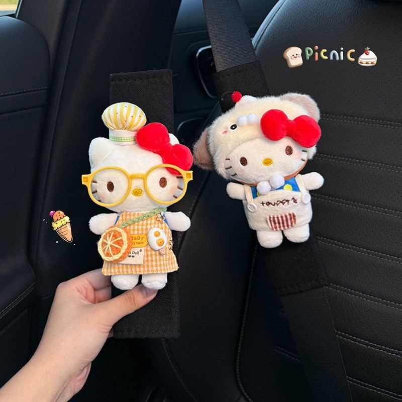 Подплата за презрамката на автомобилен колан — Hello Kitty декорация, устойчива на износване, вътрешен автомобилен аксесоар, марка Shuai Hao, модел Ktbhj1
