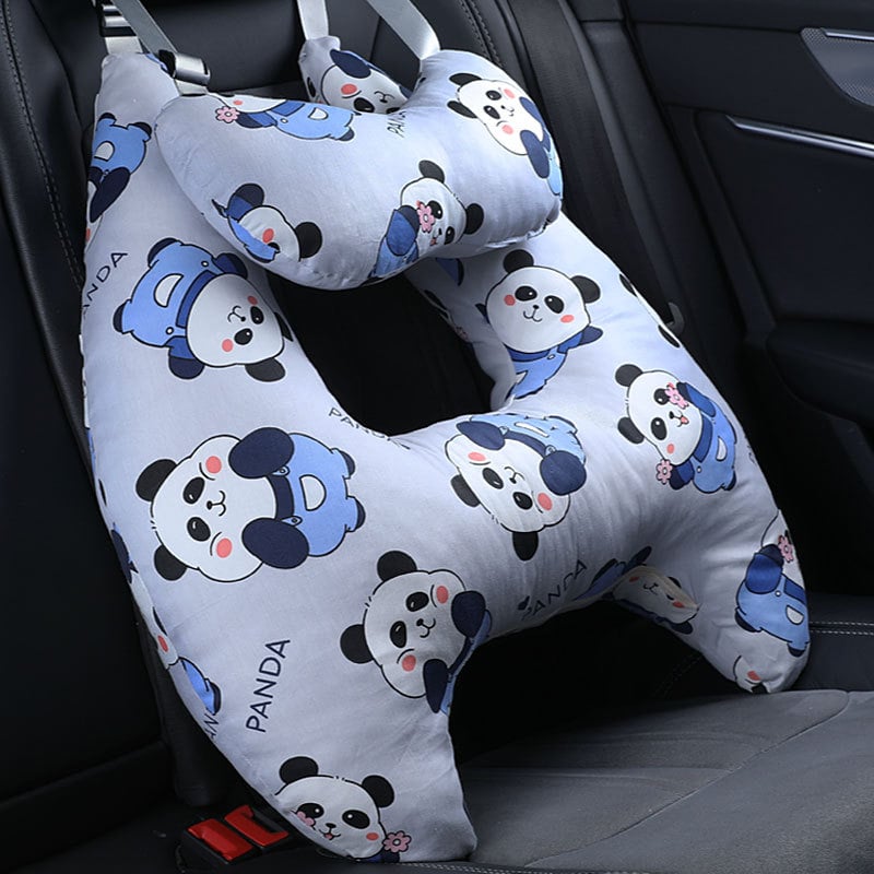 Dječji jastuk za vrat u automobilu – karikatura dizajn, pamuk materijal, 600 g, prilagodljiv, otisak logotipa