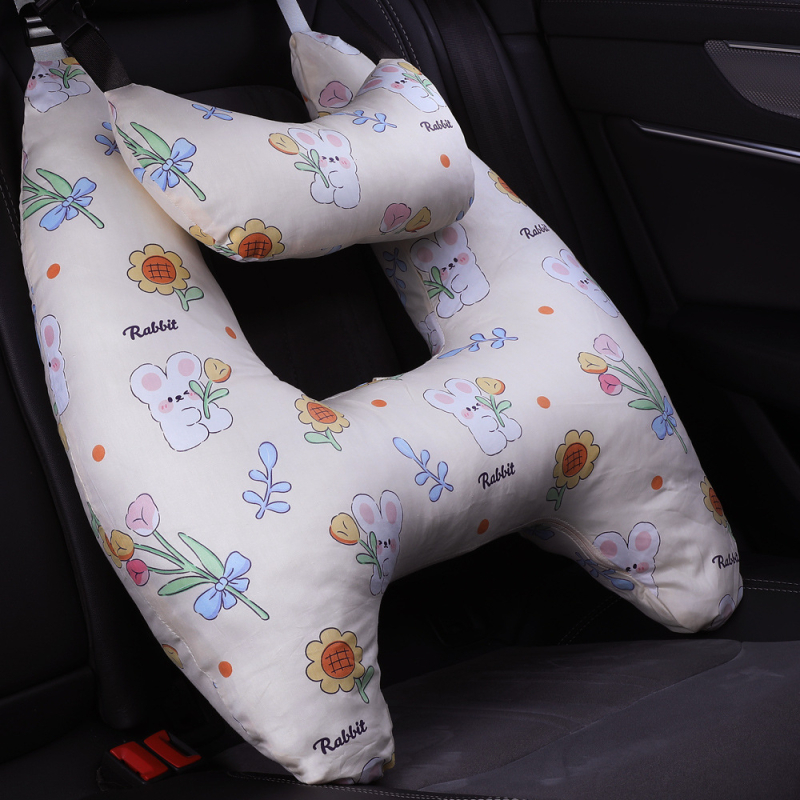 Dječji jastuk za vrat u automobilu – karikatura dizajn, pamuk materijal, 600 g, prilagodljiv, otisak logotipa