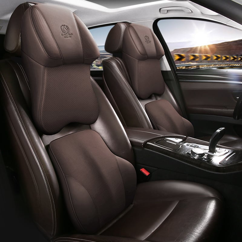 Μαξιλάρι λαιμού αυτοκινήτου με μνήμη αφρού και κάλυμμα από τεχνητό δέρμα | καθολική συμβατότητα με οχήματα, απλό στυλ, χρήση σε όλες τις εποχές