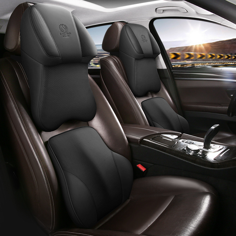 Μαξιλάρι λαιμού αυτοκινήτου με μνήμη αφρού και κάλυμμα από τεχνητό δέρμα | καθολική συμβατότητα με οχήματα, απλό στυλ, χρήση σε όλες τις εποχές