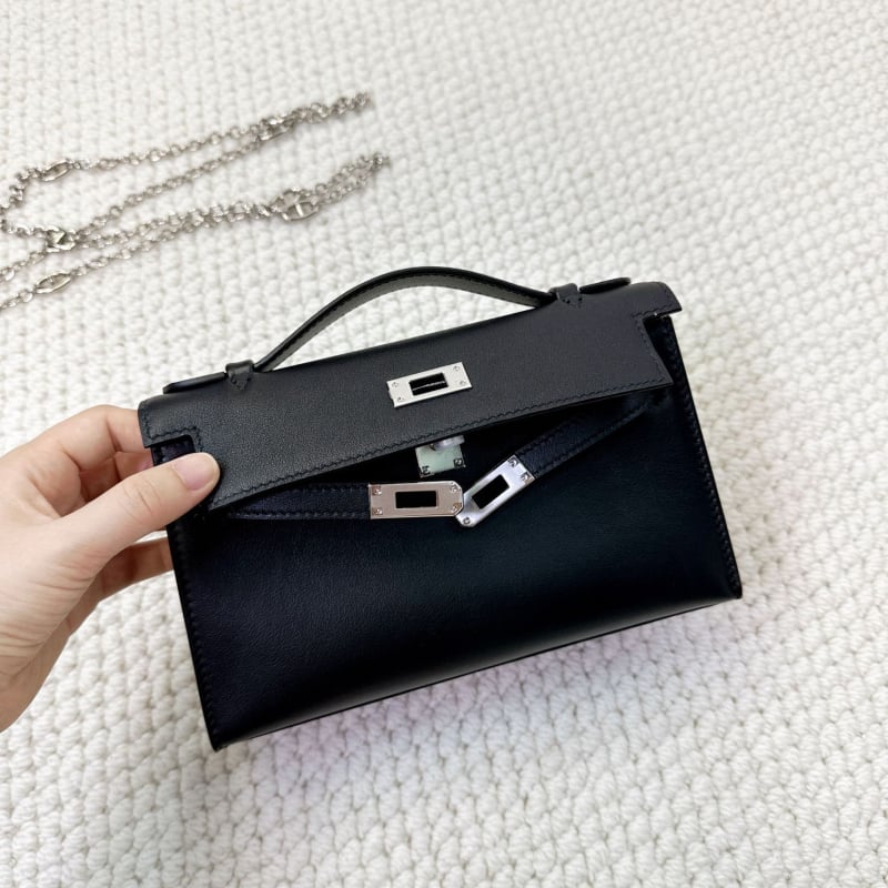 Geantă Kelly, stil urban minimalist, piele Swift top-grain autentică (din primul strat de piele de vacă), închidere cu lacăt, curea crossbody cu o singură curea, buzunar pentru telefon și buzunar pentru ID