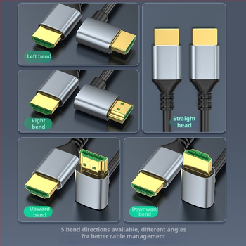 HDMI 2.1 kabel s podrškom za 8K60, duljina 5 m, 90° kut (gore/dolje, lijevo/desno), pozlaćeni kontakti