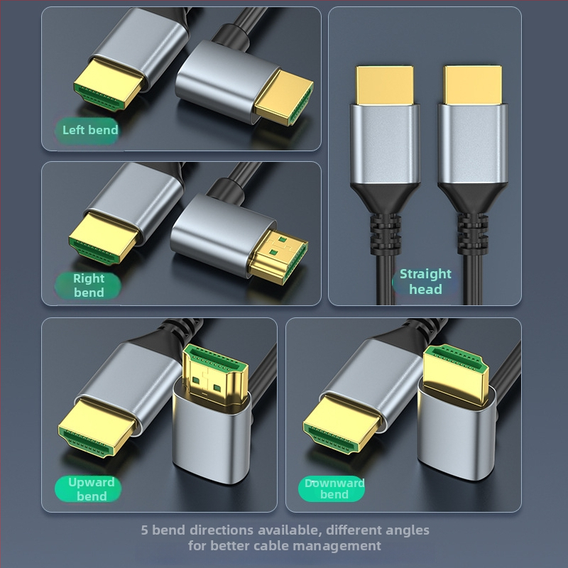 HDMI 2.1 kabel s podrškom za 8K60, duljina 5 m, 90° kut (gore/dolje, lijevo/desno), pozlaćeni kontakti