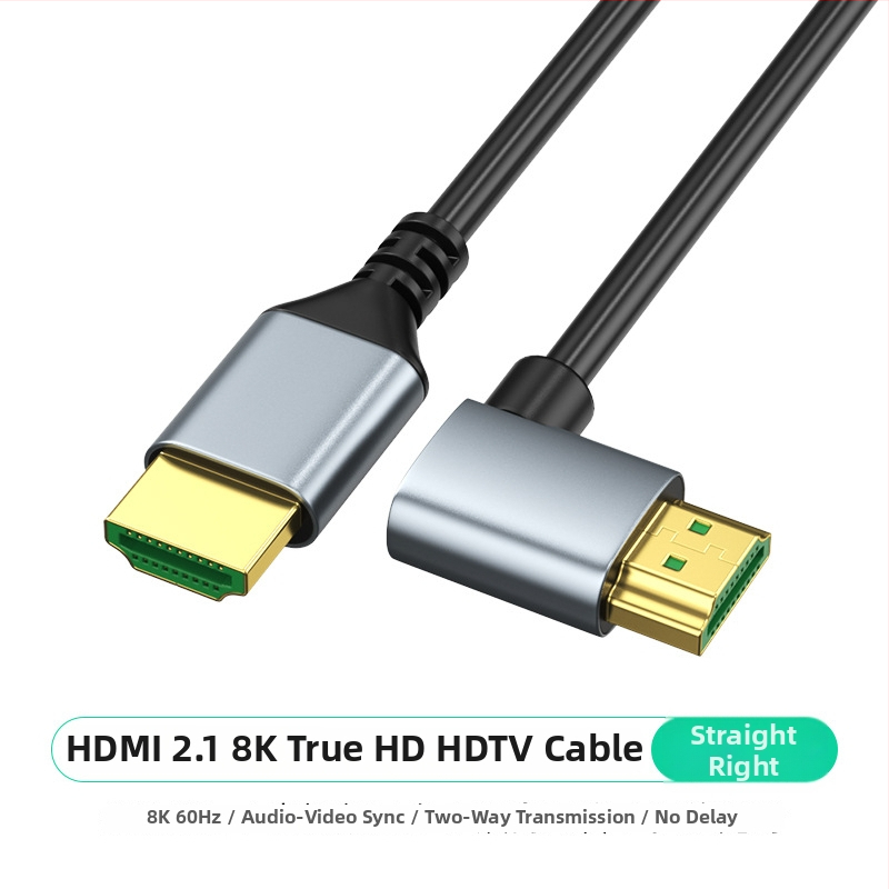 HDMI 2.1 kabel s podrškom za 8K60, duljina 5 m, 90° kut (gore/dolje, lijevo/desno), pozlaćeni kontakti