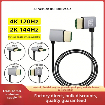 HDMI na HDMI ohýbací kábel, viacsmerné ohýbanie (hore/dole/vpravo/vľavo), verzia 2.1, podpora 8K, dĺžka 1 m