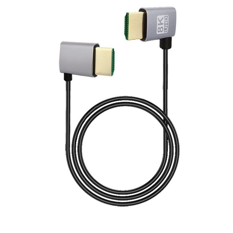 HDMI na HDMI ohýbací kábel, viacsmerné ohýbanie (hore/dole/vpravo/vľavo), verzia 2.1, podpora 8K, dĺžka 1 m