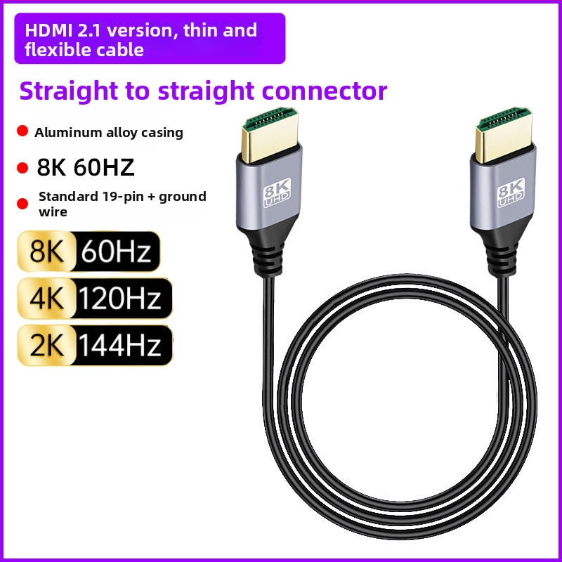 HDMI na HDMI ohýbací kábel, viacsmerné ohýbanie (hore/dole/vpravo/vľavo), verzia 2.1, podpora 8K, dĺžka 1 m