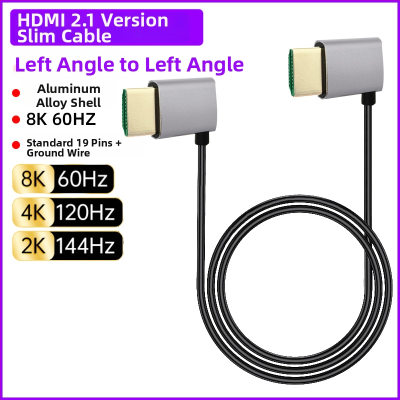 HDMI na HDMI ohýbací kábel, viacsmerné ohýbanie (hore/dole/vpravo/vľavo), verzia 2.1, podpora 8K, dĺžka 1 m