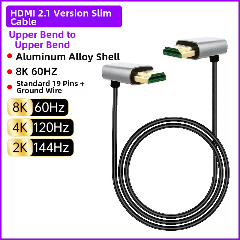 HDMI na HDMI ohýbací kábel, viacsmerné ohýbanie (hore/dole/vpravo/vľavo), verzia 2.1, podpora 8K, dĺžka 1 m