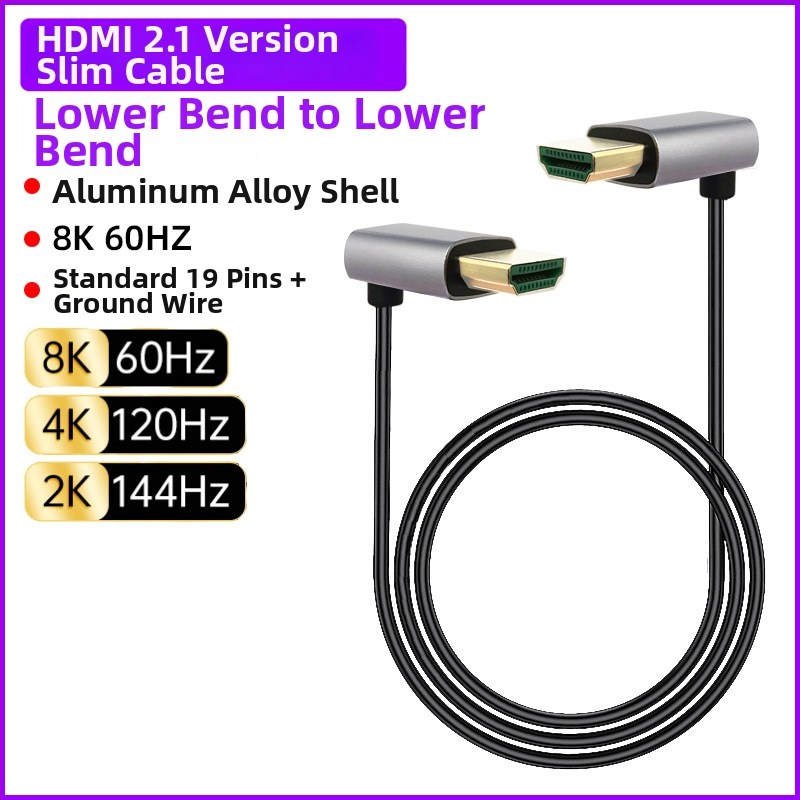 HDMI na HDMI ohýbací kábel, viacsmerné ohýbanie (hore/dole/vpravo/vľavo), verzia 2.1, podpora 8K, dĺžka 1 m