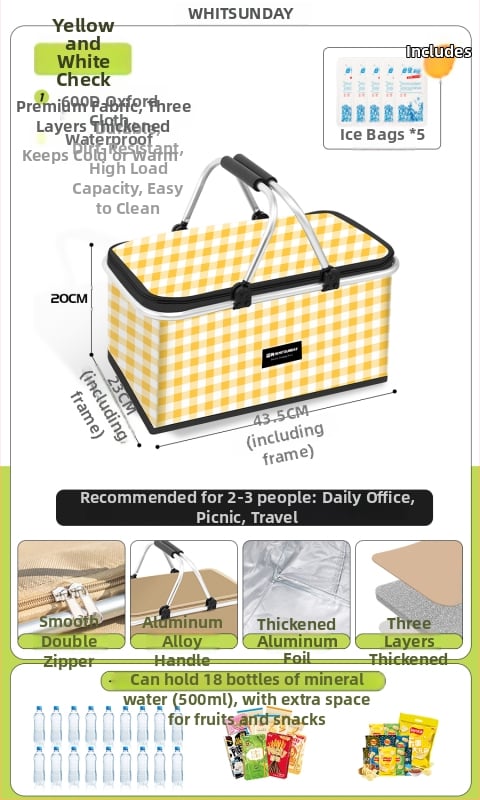 Geantă termoizolată pentru picnic, pentru livrări la pachet și camping - Capacitate mare, Material impermeabil, Utilizare generală