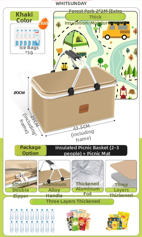Geantă termoizolată pentru picnic, pentru livrări la pachet și camping - Capacitate mare, Material impermeabil, Utilizare generală