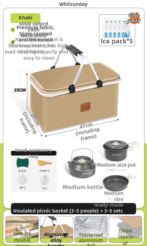 Geantă termoizolată pentru picnic, pentru livrări la pachet și camping - Capacitate mare, Material impermeabil, Utilizare generală