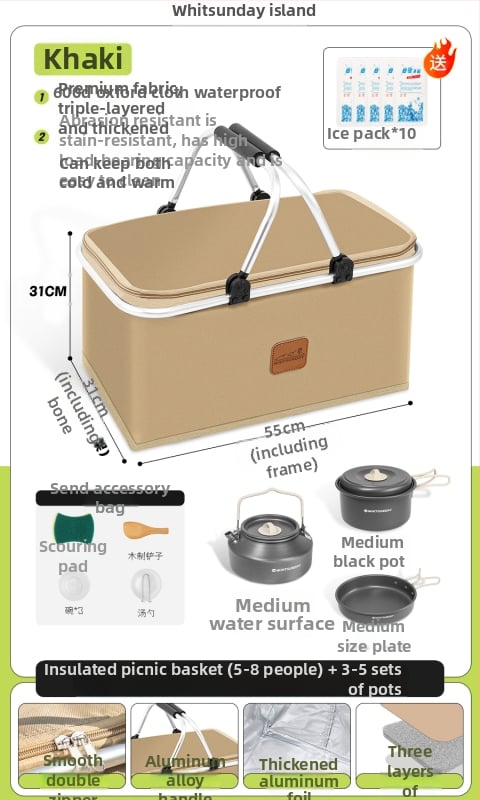 Geantă termoizolată pentru picnic, pentru livrări la pachet și camping - Capacitate mare, Material impermeabil, Utilizare generală