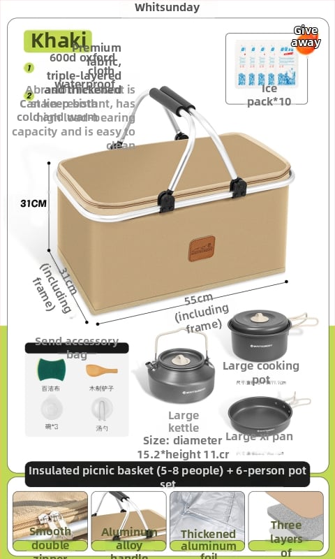 Geantă termoizolată pentru picnic, pentru livrări la pachet și camping - Capacitate mare, Material impermeabil, Utilizare generală