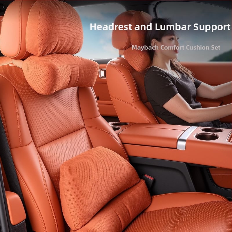 Автомобилен подглавник за шията с лумбална опора – универсален, еленска кожа, биокотон пълнител, за всички сезони, оригинален стил