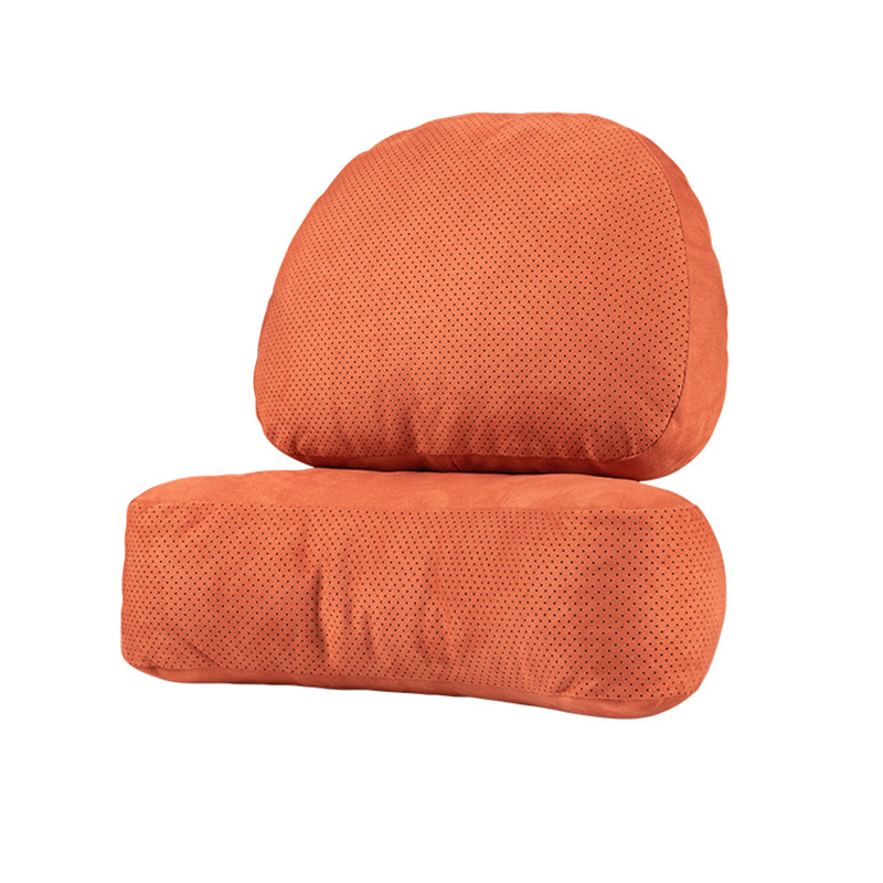 Автомобилен подглавник за шията с лумбална опора – универсален, еленска кожа, биокотон пълнител, за всички сезони, оригинален стил