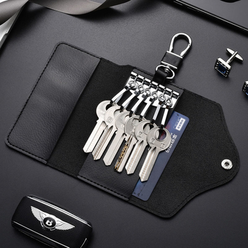 Etui pentru chei pentru bărbați, material PU, căptușeală din piele de vită, depozitare acasă