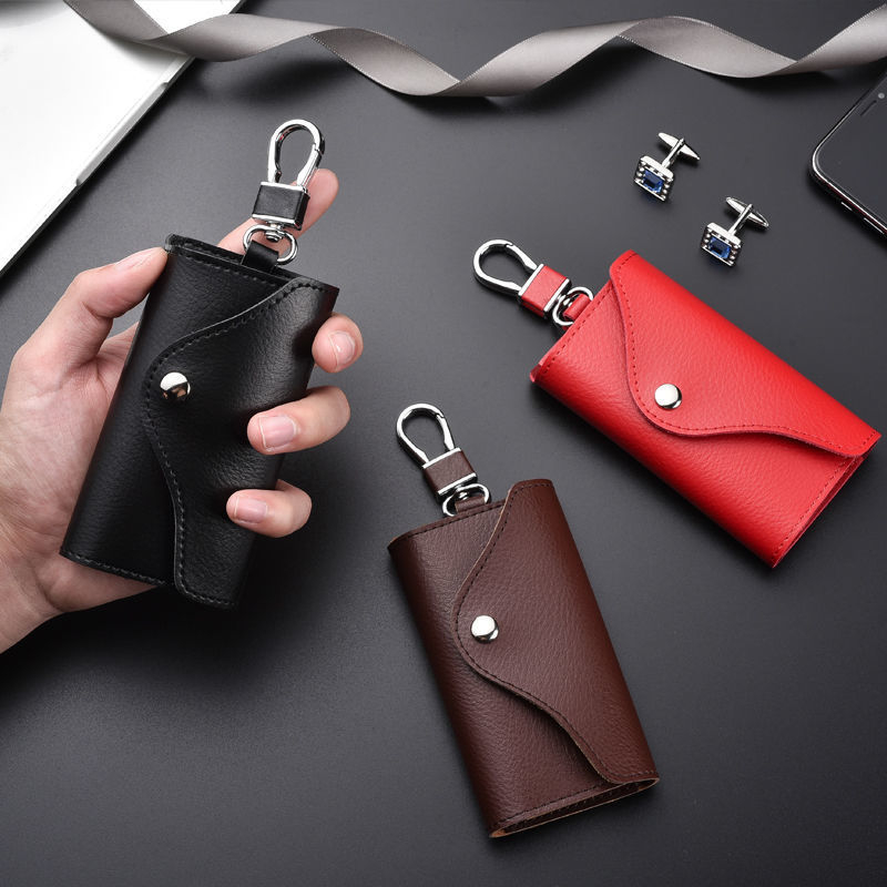 Etui pentru chei pentru bărbați, material PU, căptușeală din piele de vită, depozitare acasă