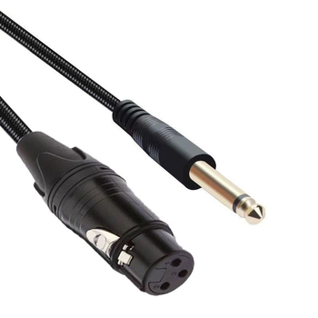 6,35 mm-es mikrofonkábel XLR-hez, kettős vezető, XLR női csatlakozó, nikkelített, ROHS