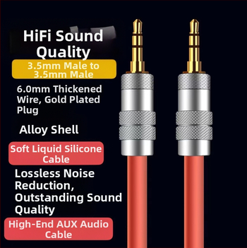 3,5 mm na 3,5 mm AUX audio kábel, 3-žilový, pozlátené, silikónové jadro, model KBT3235, ručná výroba, CCC certifikovaný, kompatibilný s Apple