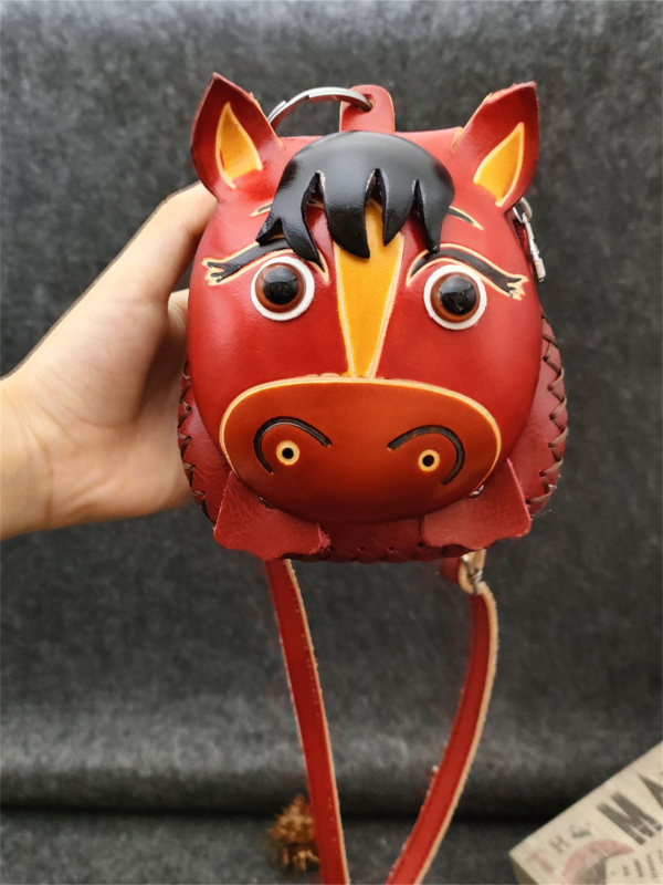 Kožna crossbody torbica za novčanik s motivom životinja, pretinac za ruž i ključeve, 12 znamenja zodijaka, kompaktna torba preko ramena