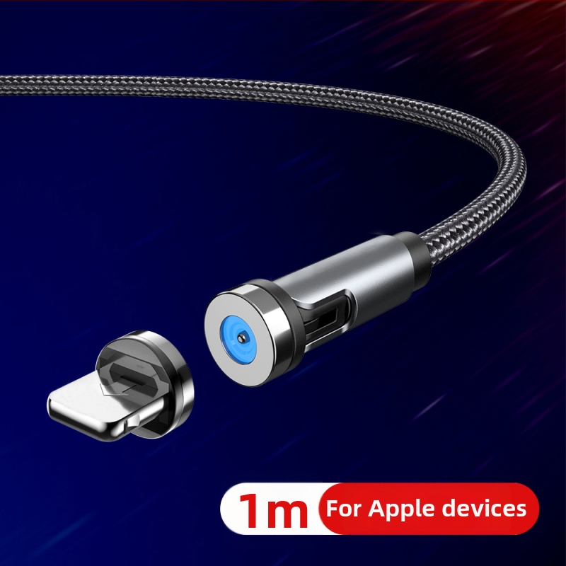 Μαγνητικό καλώδιο δεδομένων με περιστρεφόμενη κεφαλή 540°, υποστηρίζει Lightning, Micro USB και Type-C, γρήγορη φόρτιση έως 2A, υφαντή σχεδίαση